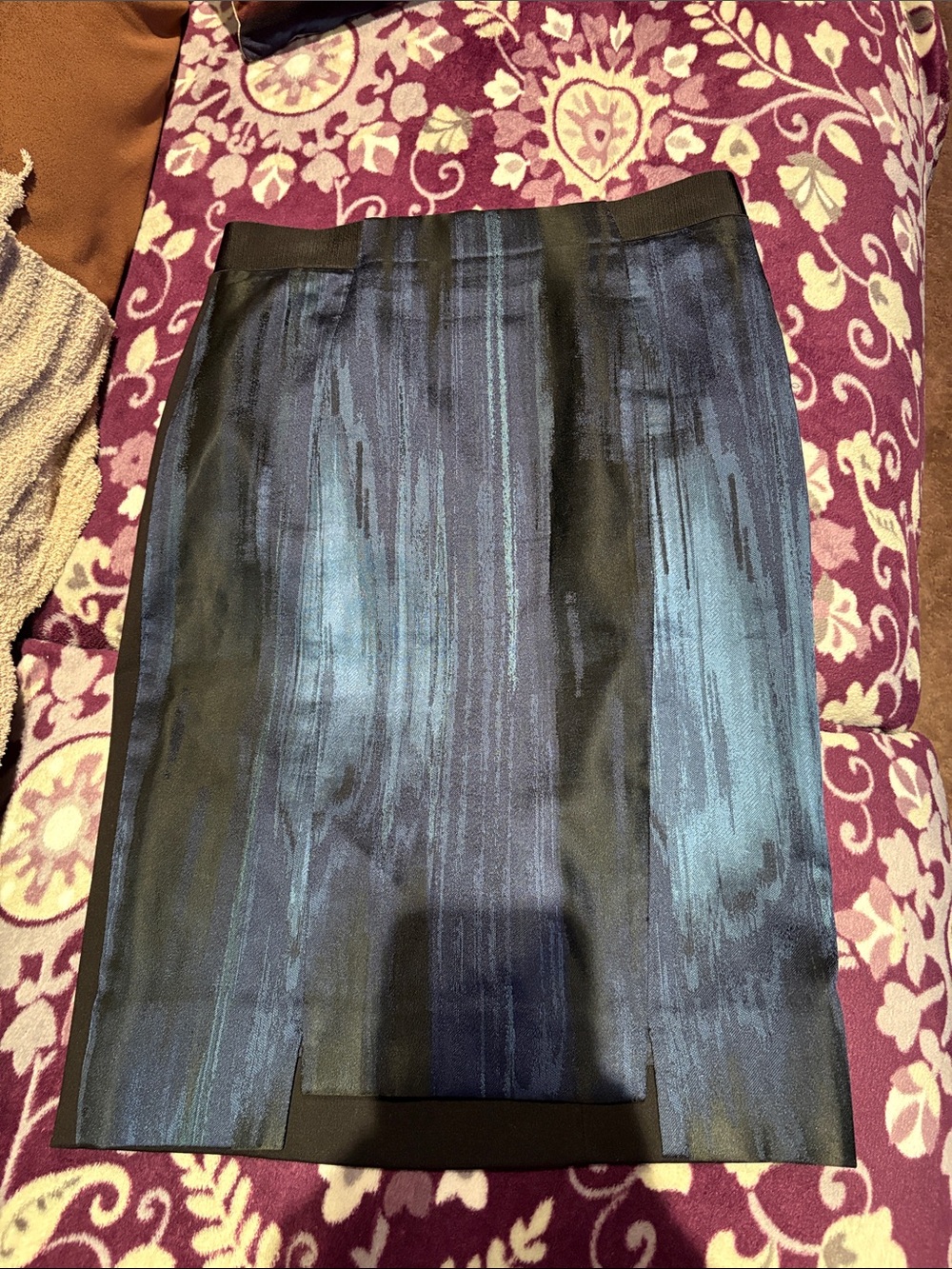 Elie Tahari Black and Blue Striped Pencil Skirt